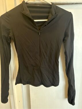 SKIMS Black Long-Sleeve Half-Zip Top
